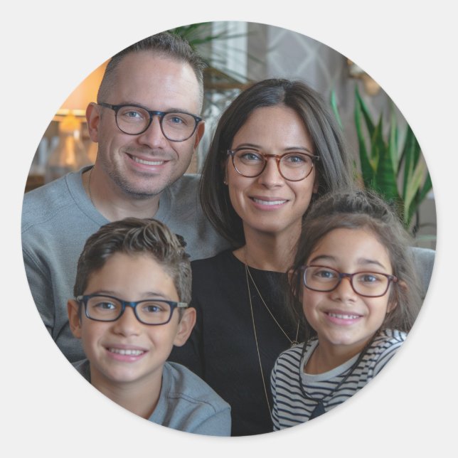 Make Your Own Custom Family Photo Personalized     Classic Round Sticker (Front)