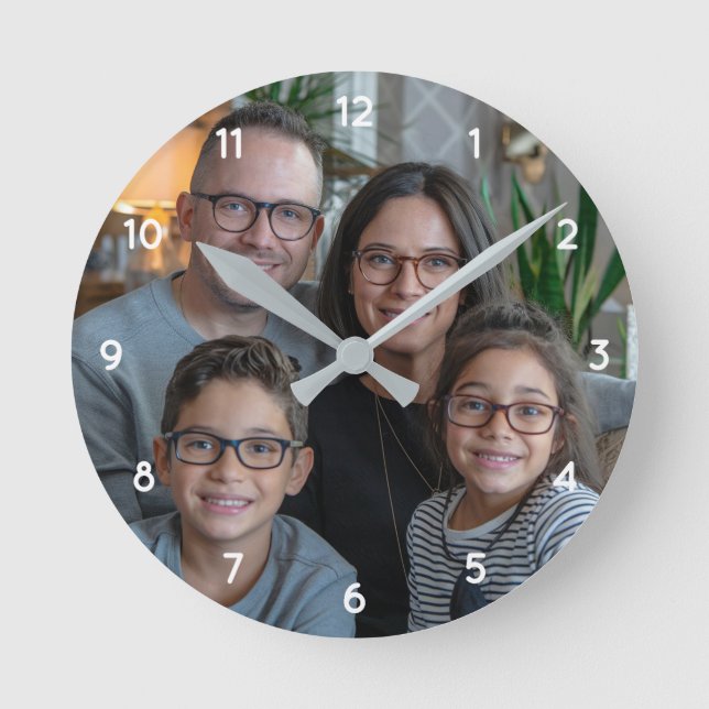 Make Your Own Custom Family Photo Personalized  Round Clock (Front)
