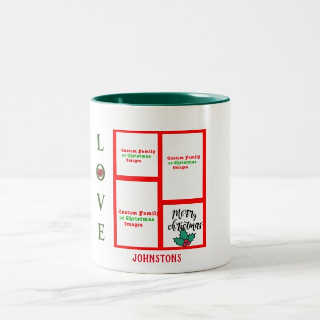 Make Your Own Custom Family Picture Christmas Gift Two-Tone Coffee Mug (Center)