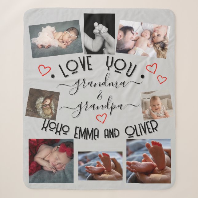 ✨Make Your Own Custom LOVE YOU GRANDMA & GRANDPA Sherpa Blanket (Front)