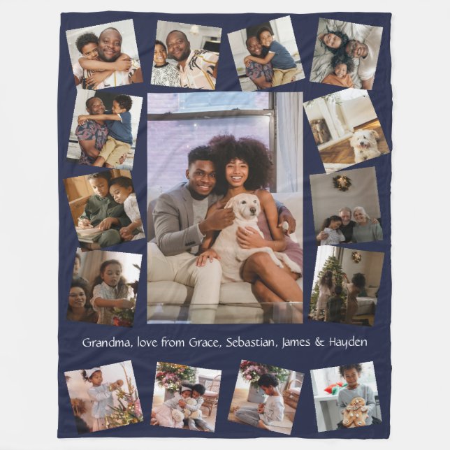 Make your own custom personalized 15 photo fleece blanket (Front)