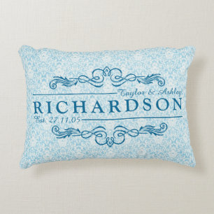 Make Your Own Damask Wedding Anniversary Monogram Decorative Pillow