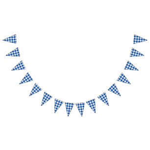 Make Your Own Deep Blue Gingham Bunting Flags