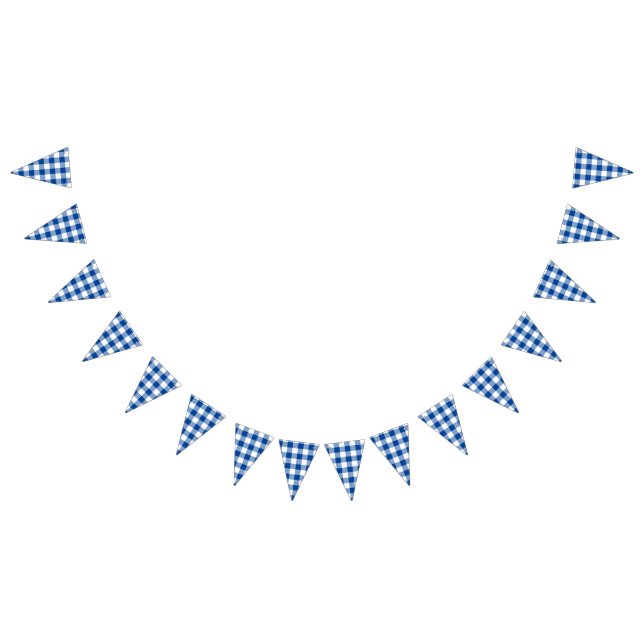 Make Your Own Deep Blue Gingham Bunting Flags (All)