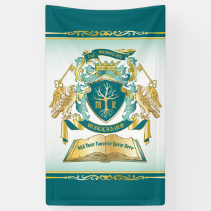 Make Your Own Emblem Tree Book Key Crown Gold Jade Banner
