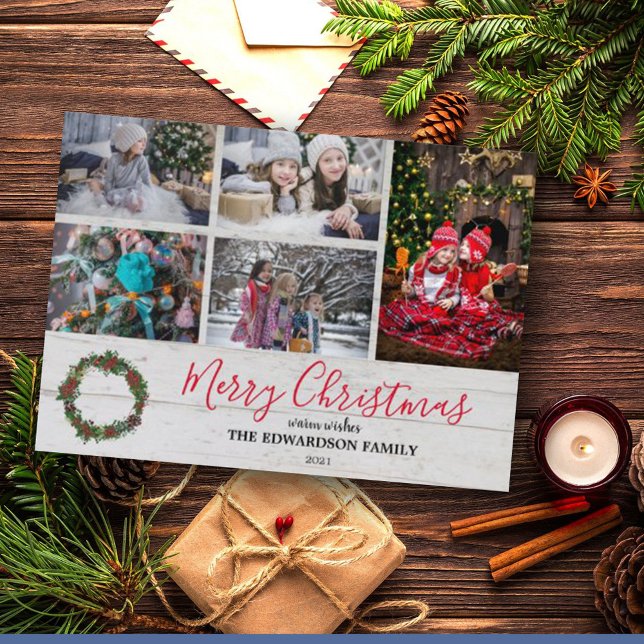 Make your own family collage berries Christmas Holiday Card (Creator Uploaded)