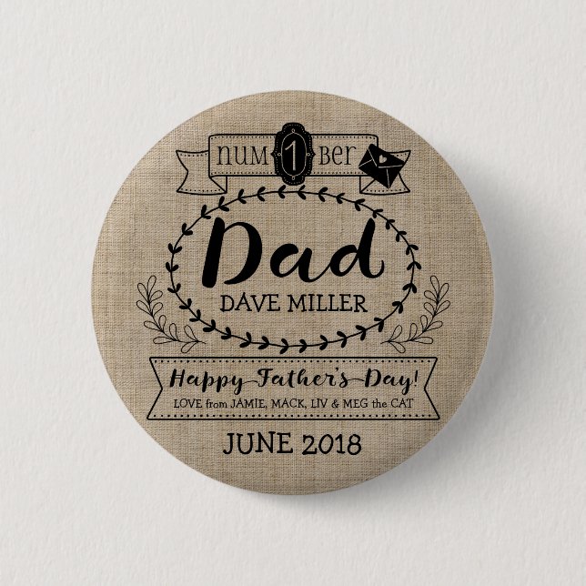 Make Your Own Father’s Day Number 1 Dad Monogram 2 Inch Round Button (Front)