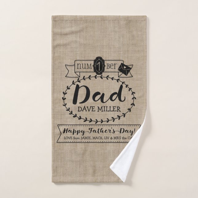 Make Your Own Father’s Day Number 1 Dad Monogram Hand Towel (Hand Towel)