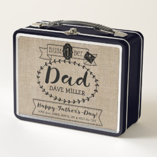 Make Your Own Father’s Day Number 1 Dad Monogram Metal Lunch Box