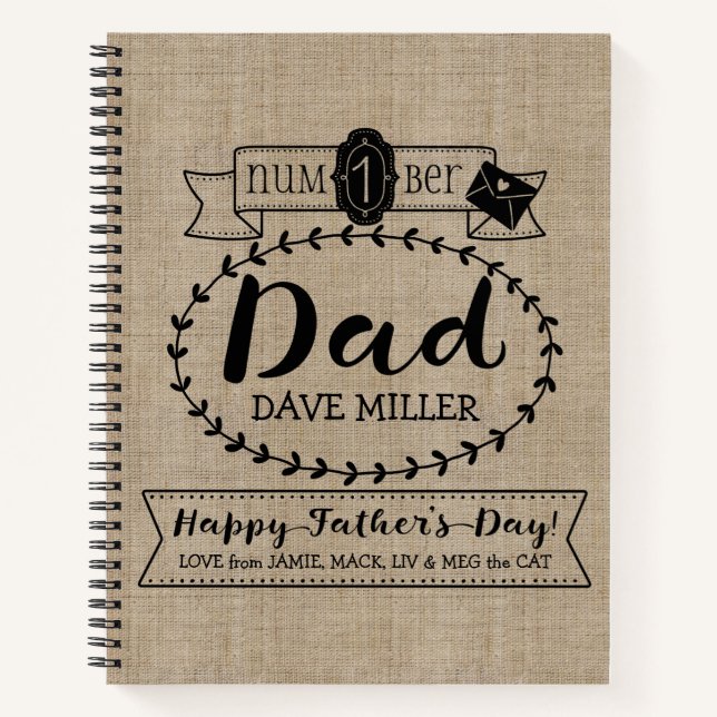 Make Your Own Father’s Day Number 1 Dad Monogram Notebook (Front)