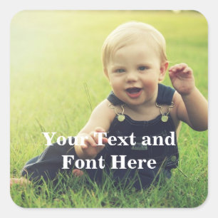 Make Your Own Favourite Photo & Text Customizable Square Sticker