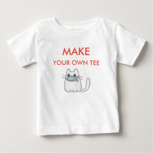 Make Your Own Funny Cute Cat Personalized Name Baby T-Shirt