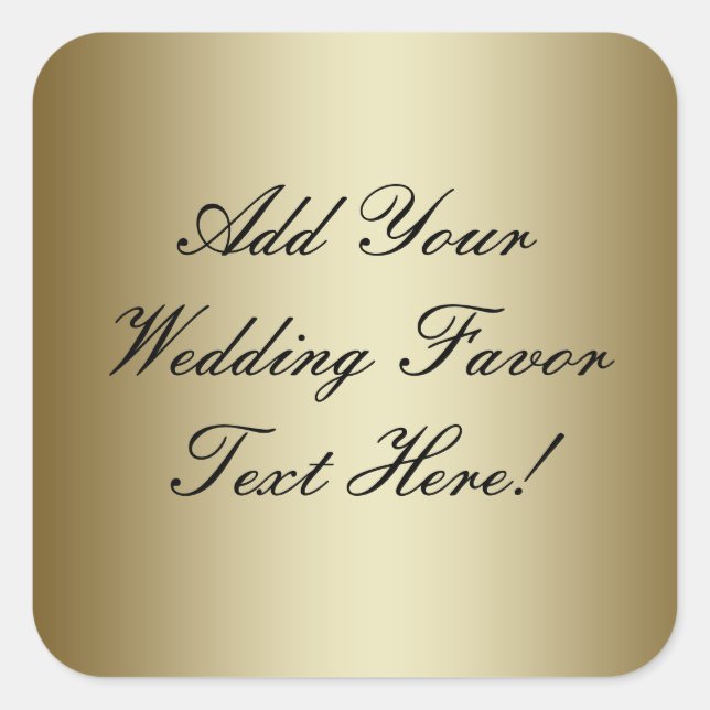Make your own Gold Wedding Favour Square Sticker (Front)