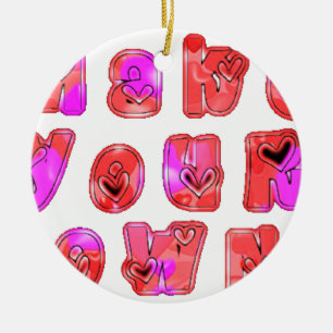 Make Your Own Hearts Art Print Design Ceramic Ornament