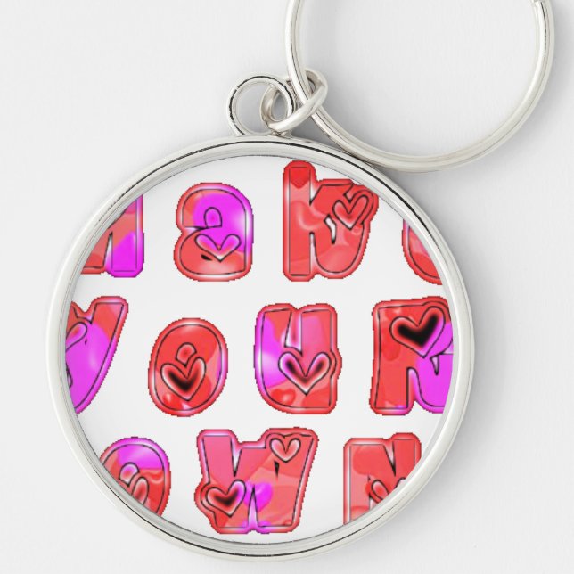 Make Your Own Hearts Art Print Design Keychain (Front)