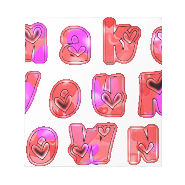 Make Your Own Hearts Art Print Design Notepad (Front)