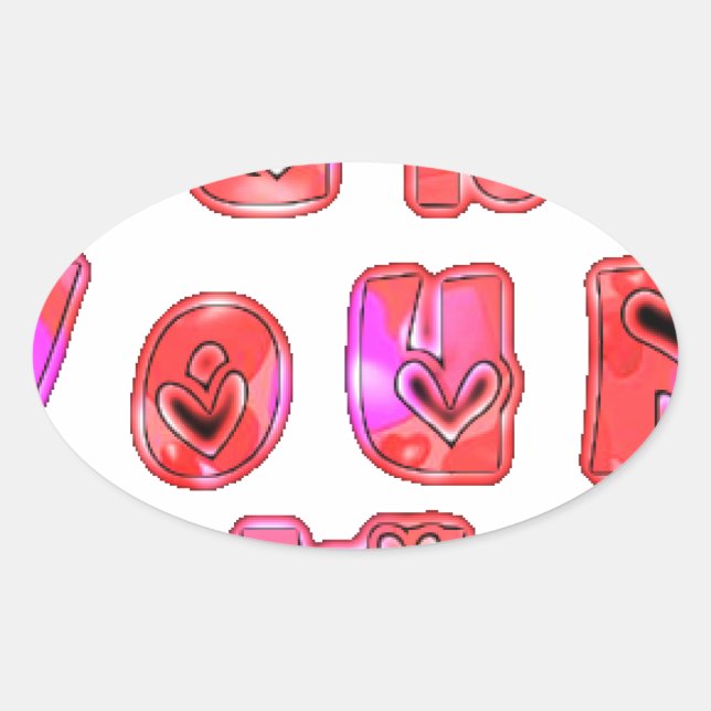 Make Your Own Hearts Art Print Design Oval Sticker (Front)