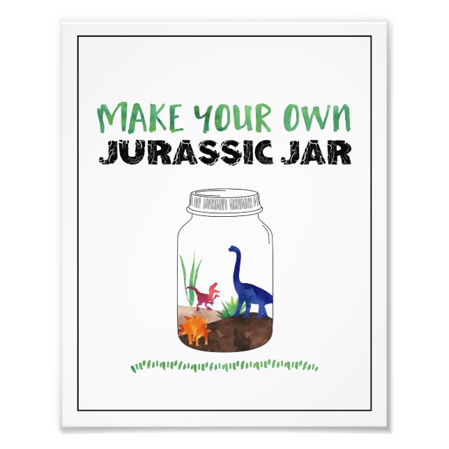 Make Your Own Jurassic Jar Dinosaur Birthday Sign (Front)