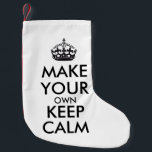 Make your own keep calm - black small christmas stocking<br><div class="desc">Hello and welcome, create and customize your own "keep calm" design for this one is unique! Replace the words "make your own keep calm" by the word of your choice and choose the colour you want! You can imagine and do everything!! ex: "keep calm and carry on" "keep calm and...</div>