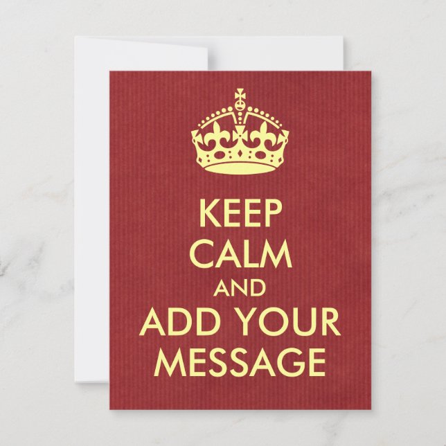 Make Your Own Keep Calm Invitation Card (Front)
