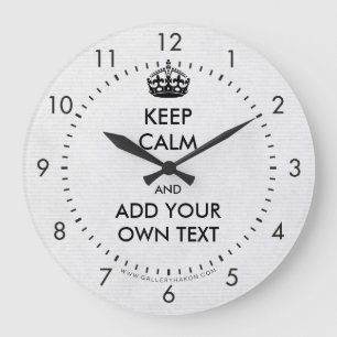 Make Your Own Keep Calm Product Black White Large Clock