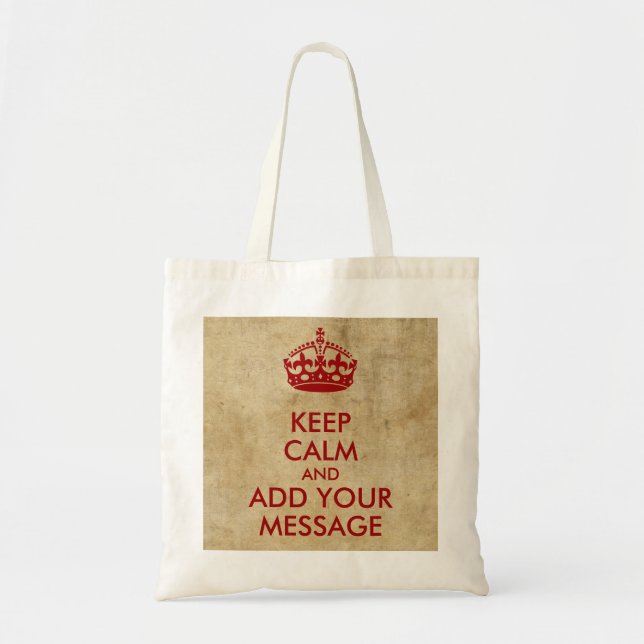 Make Your Own Keep Calm Red on Parchment Tote Bag (Front)
