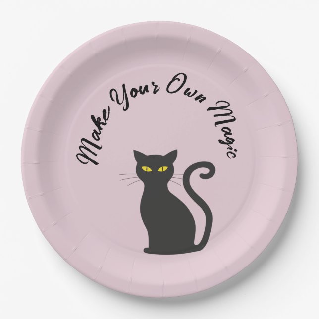 Make Your Own Magic Cute Black Cat   Paper Plate (Front)