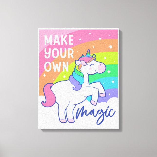 Make Your Own Magic | Cute Unicorn Canvas Print (Front)