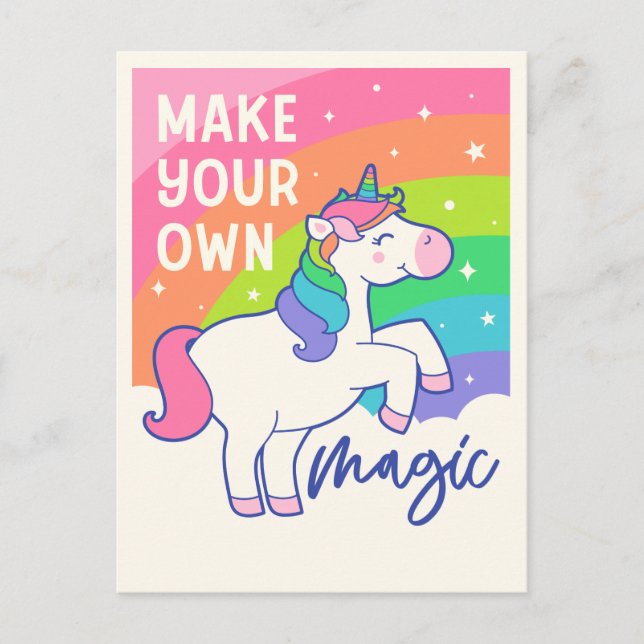 Make Your Own Magic | Cute Unicorn Postcard (Front)