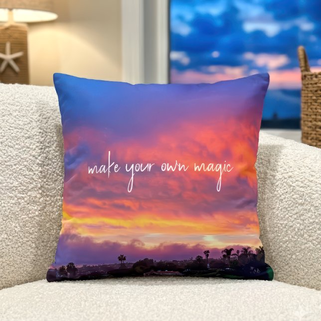 Make Your Own Magic Orange Yellow Sunset Photo Throw Pillow (Creator Uploaded)