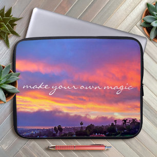 Make Your Own Magic Yellow Pink Blue Sunset Photo Laptop Sleeve