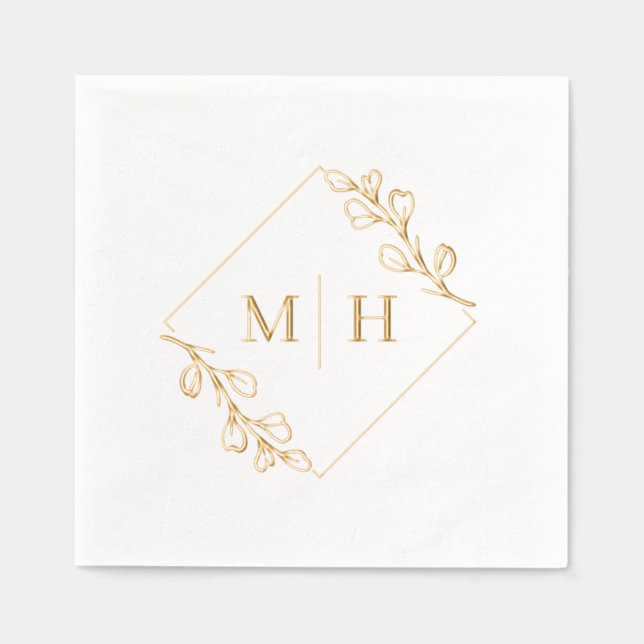 Make Your Own Modern Married Couple Name Initials Foil Napkins (Front)