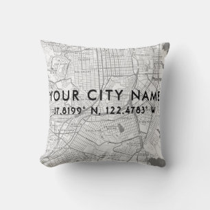 Make Your Own Personalized City Map Template Throw Pillow