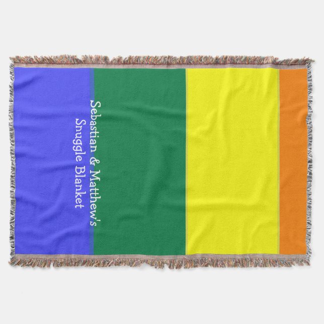 Make Your Own Personalized Gay Pride Flag Throw Blanket (Front)