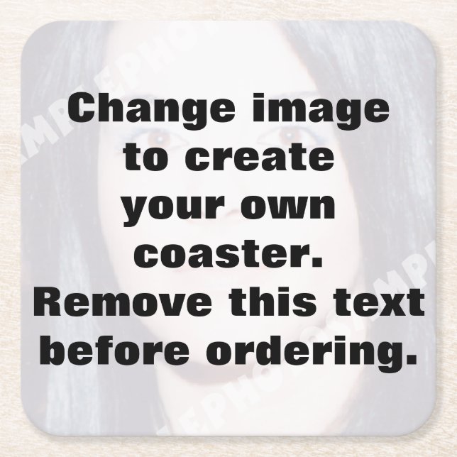 Make your own personalized photo square paper coaster (Front)