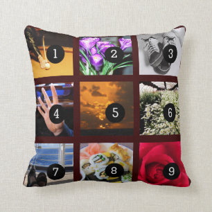 Make Your Own Photo album with 9 images Throw Pillow