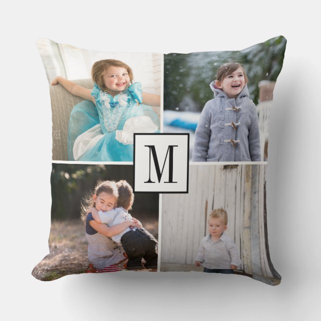 Make your own photo collage and monogram throw pillow (Front)