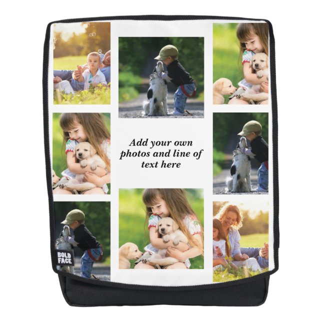 Make your own photo collage and text  backpack (Front)