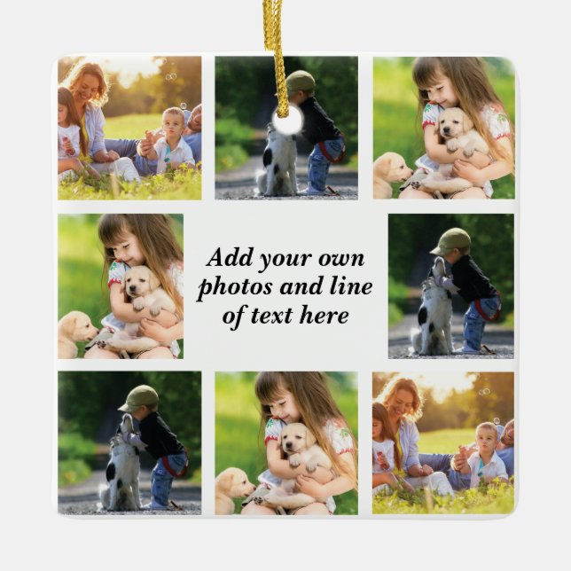 Make your own photo collage and text   ceramic ornament (Front)