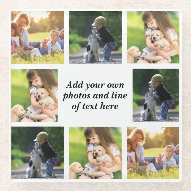 Make your own photo collage and text  glass coaster (Front)