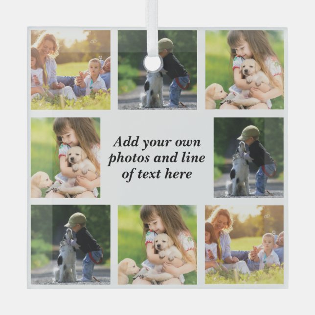 Make your own photo collage and text glass ornament (Front)