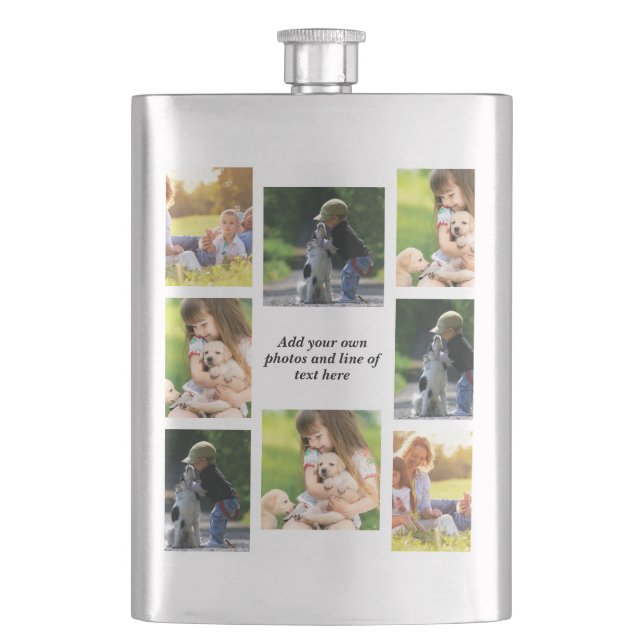 Make your own photo collage and text hip flask (Front)