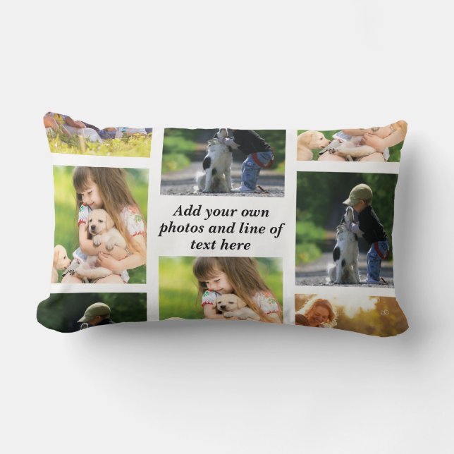 Make your own photo collage and text  lumbar pillow (Front)