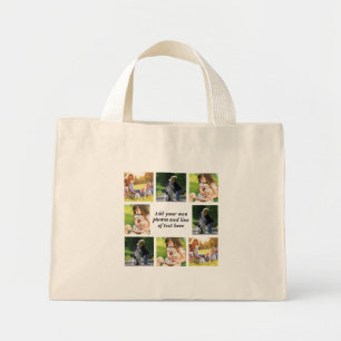 Make your own photo collage and text  mini tote bag