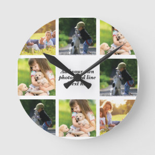 Make your own photo collage and text  round clock