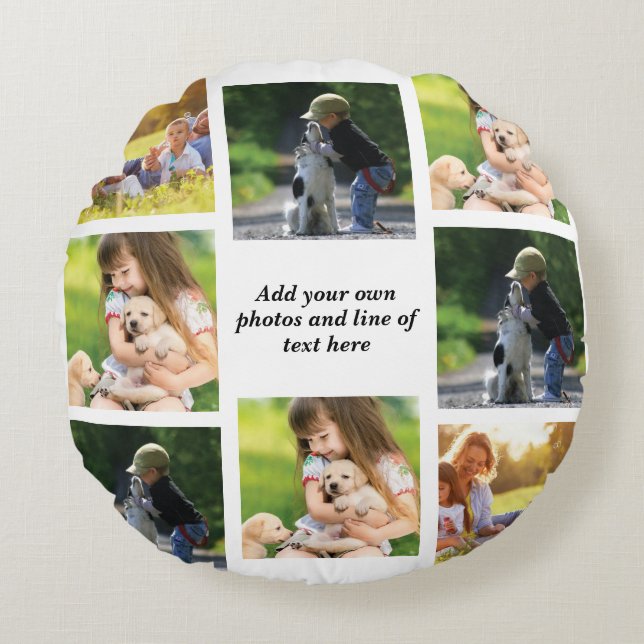 Make your own photo collage and text round pillow (Front)