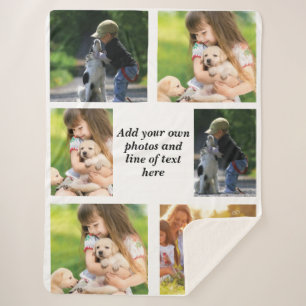 Make your own photo collage and text sherpa blanket