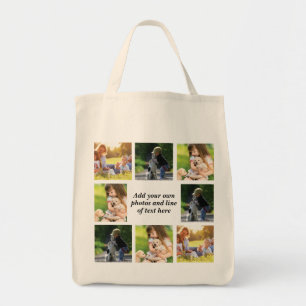 Make your own photo collage and text tote bag