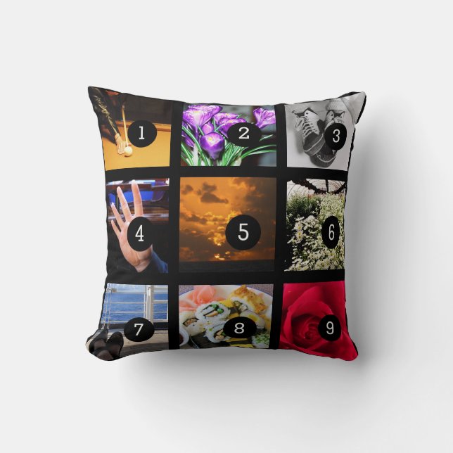 Make Your Own Photo collage with 9 images Throw Pillow (Front)