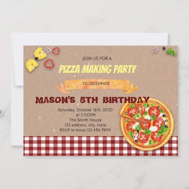 Make your own pizza party invitation (Front)
